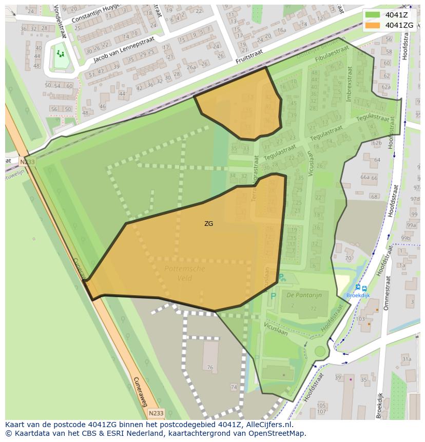 Afbeelding van het postcodegebied 4041 ZG op de kaart.