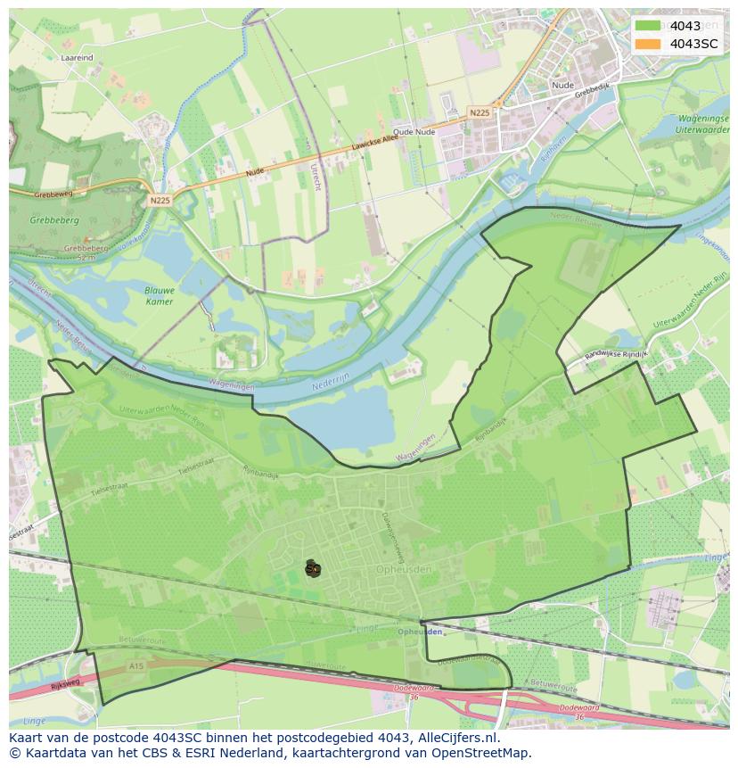 Afbeelding van het postcodegebied 4043 SC op de kaart.