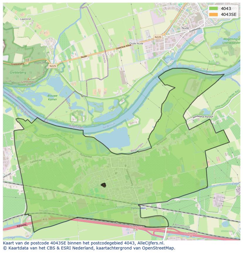 Afbeelding van het postcodegebied 4043 SE op de kaart.