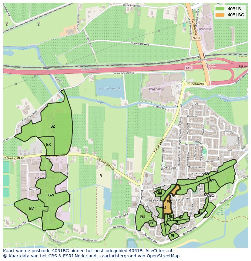 Afbeelding van het postcodegebied 4051 BG op de kaart.