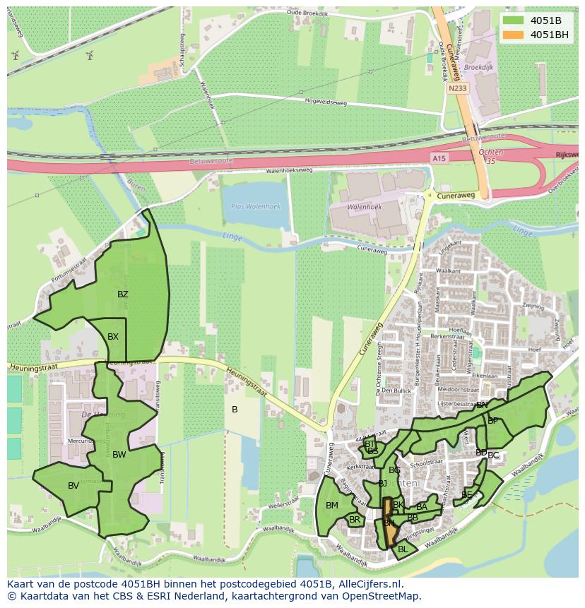 Afbeelding van het postcodegebied 4051 BH op de kaart.