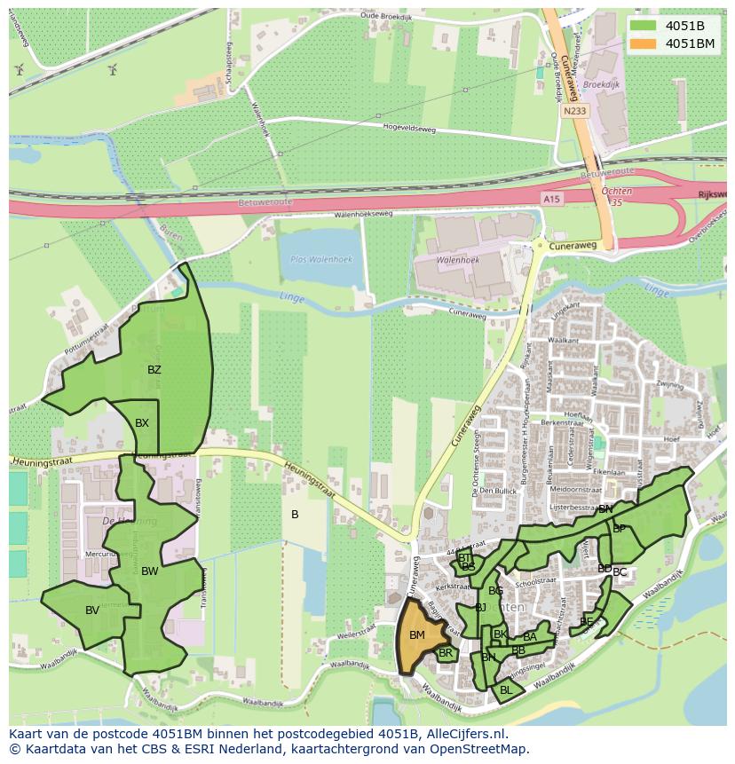Afbeelding van het postcodegebied 4051 BM op de kaart.