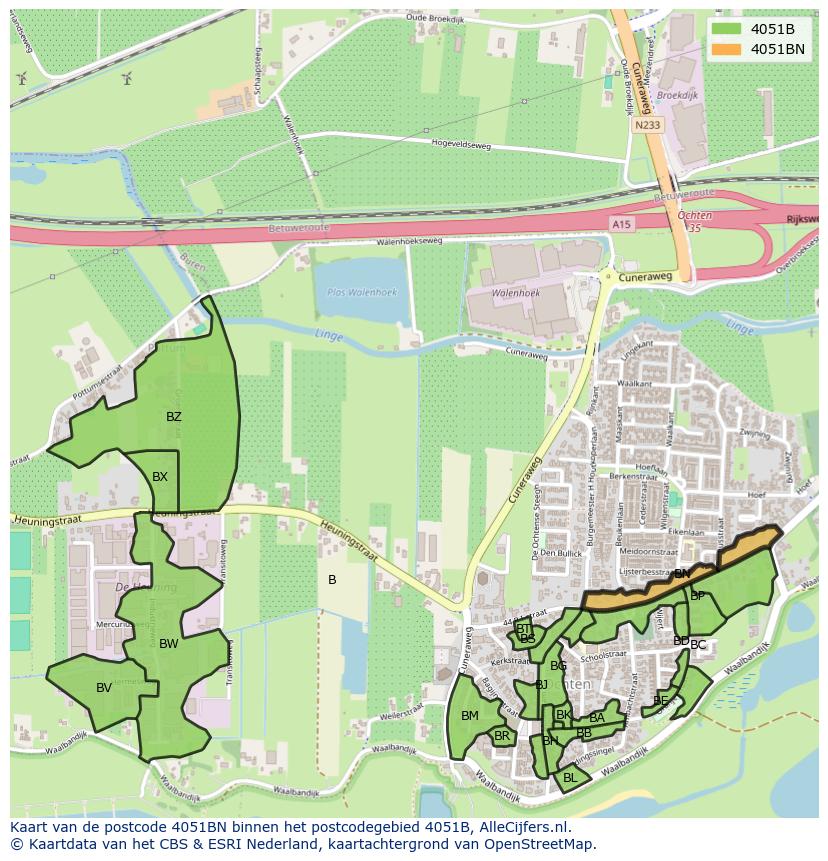 Afbeelding van het postcodegebied 4051 BN op de kaart.