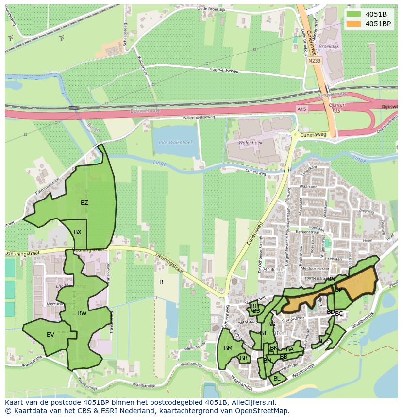 Afbeelding van het postcodegebied 4051 BP op de kaart.