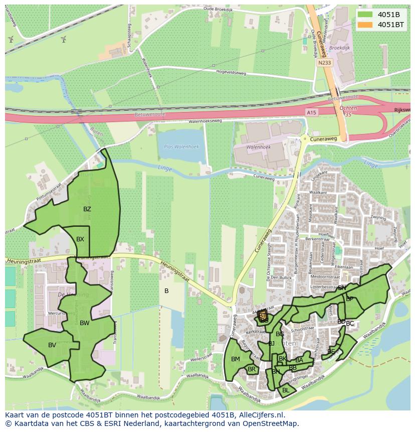 Afbeelding van het postcodegebied 4051 BT op de kaart.