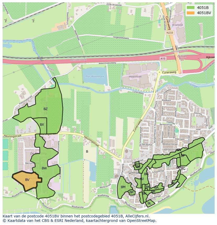 Afbeelding van het postcodegebied 4051 BV op de kaart.