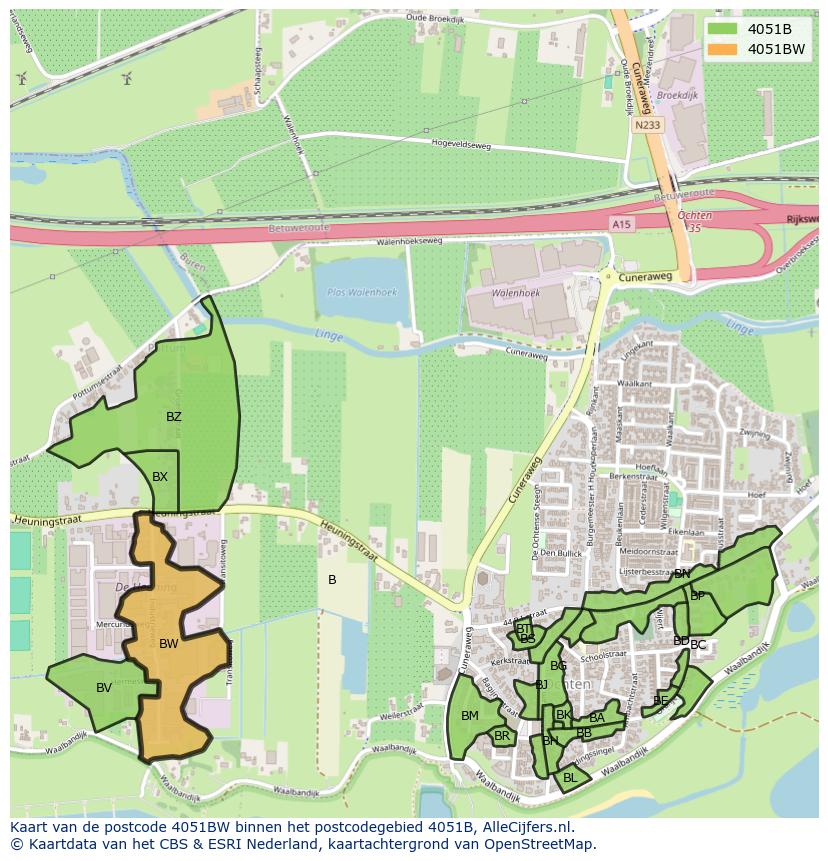 Afbeelding van het postcodegebied 4051 BW op de kaart.