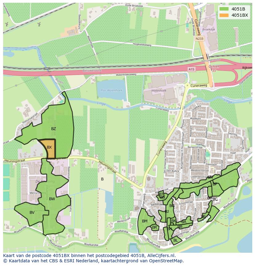 Afbeelding van het postcodegebied 4051 BX op de kaart.
