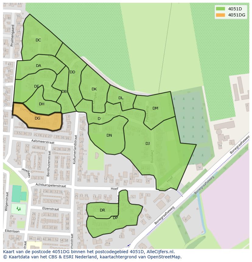 Afbeelding van het postcodegebied 4051 DG op de kaart.