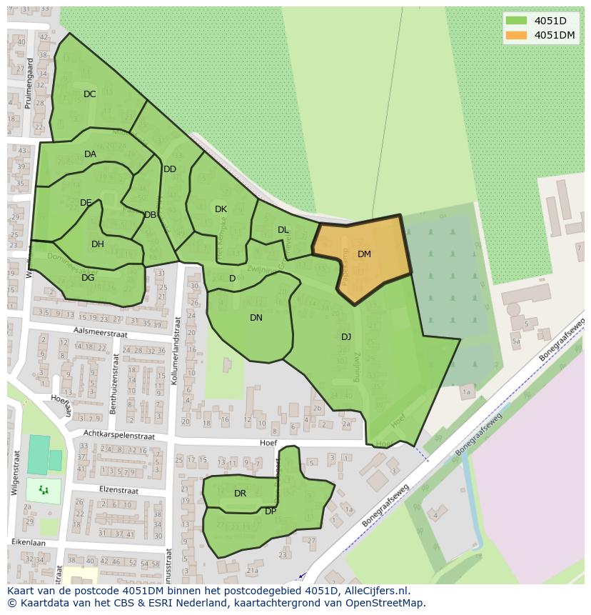 Afbeelding van het postcodegebied 4051 DM op de kaart.