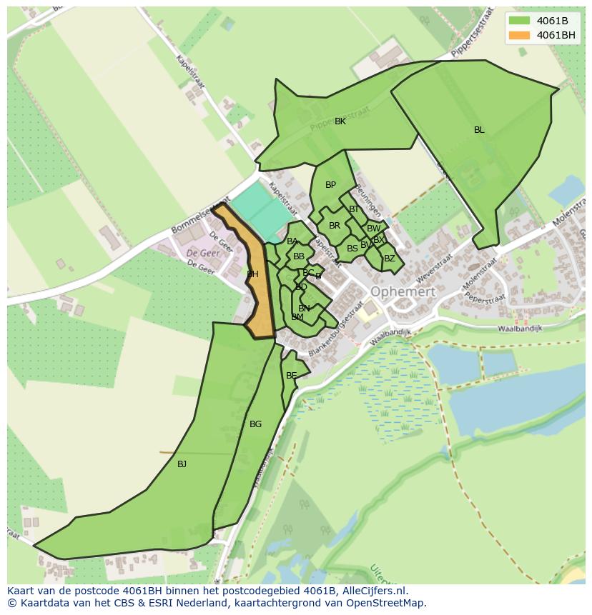 Afbeelding van het postcodegebied 4061 BH op de kaart.