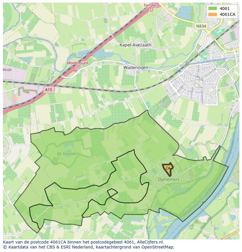 Afbeelding van het postcodegebied 4061 CA op de kaart.