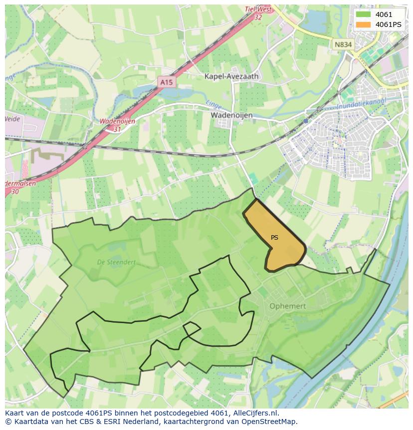 Afbeelding van het postcodegebied 4061 PS op de kaart.