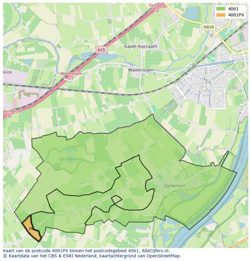 Afbeelding van het postcodegebied 4061 PX op de kaart.