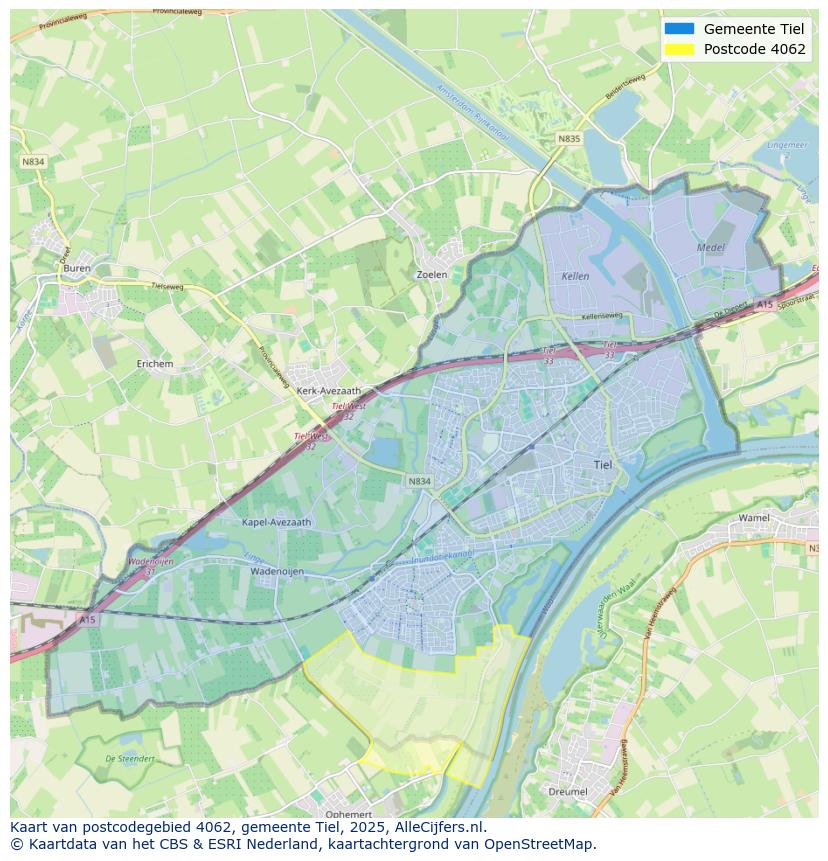 Afbeelding van het postcodegebied 4062 op de kaart.