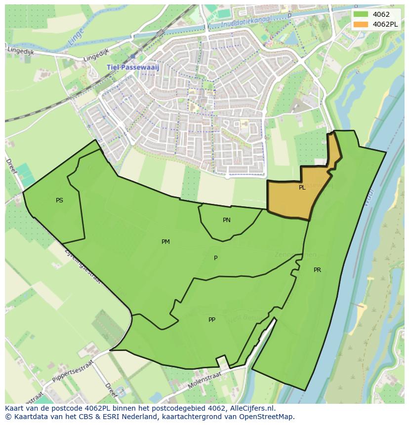 Afbeelding van het postcodegebied 4062 PL op de kaart.