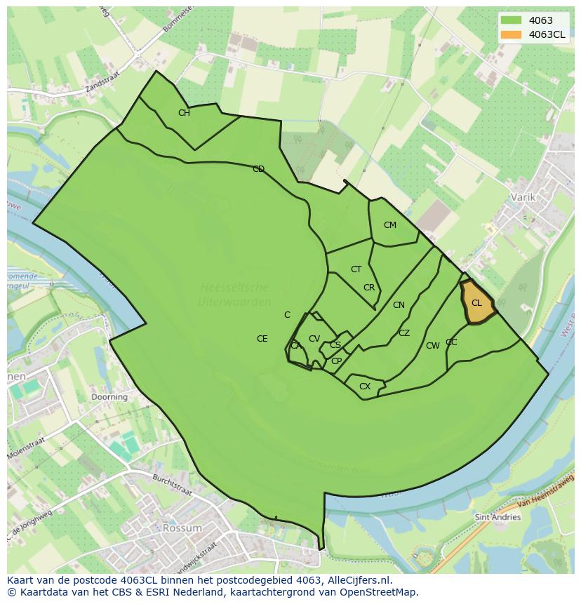 Afbeelding van het postcodegebied 4063 CL op de kaart.