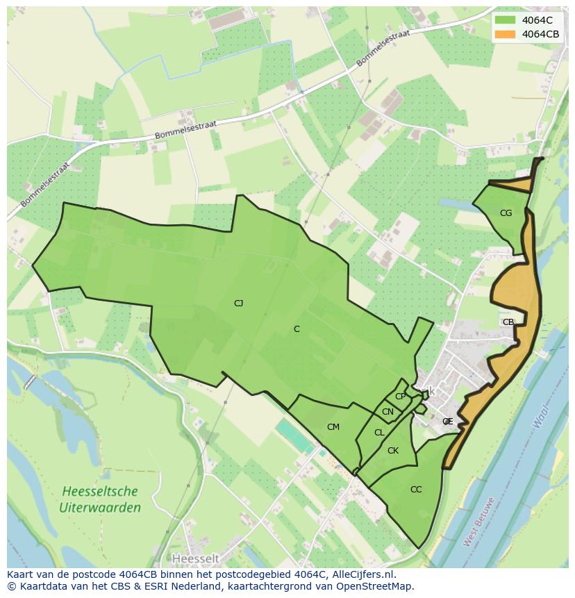 Afbeelding van het postcodegebied 4064 CB op de kaart.