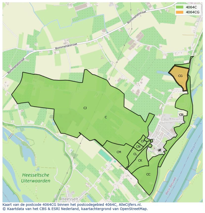 Afbeelding van het postcodegebied 4064 CG op de kaart.