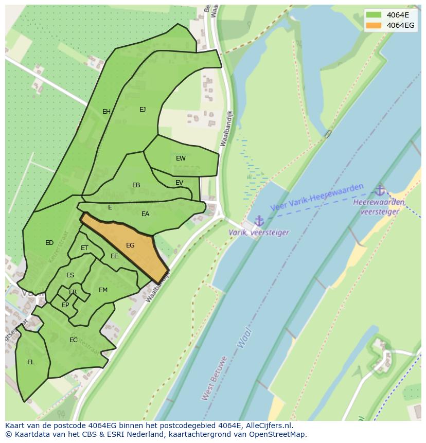 Afbeelding van het postcodegebied 4064 EG op de kaart.