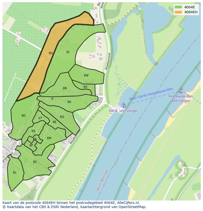 Afbeelding van het postcodegebied 4064 EH op de kaart.