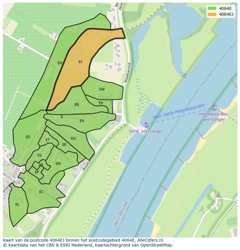 Afbeelding van het postcodegebied 4064 EJ op de kaart.