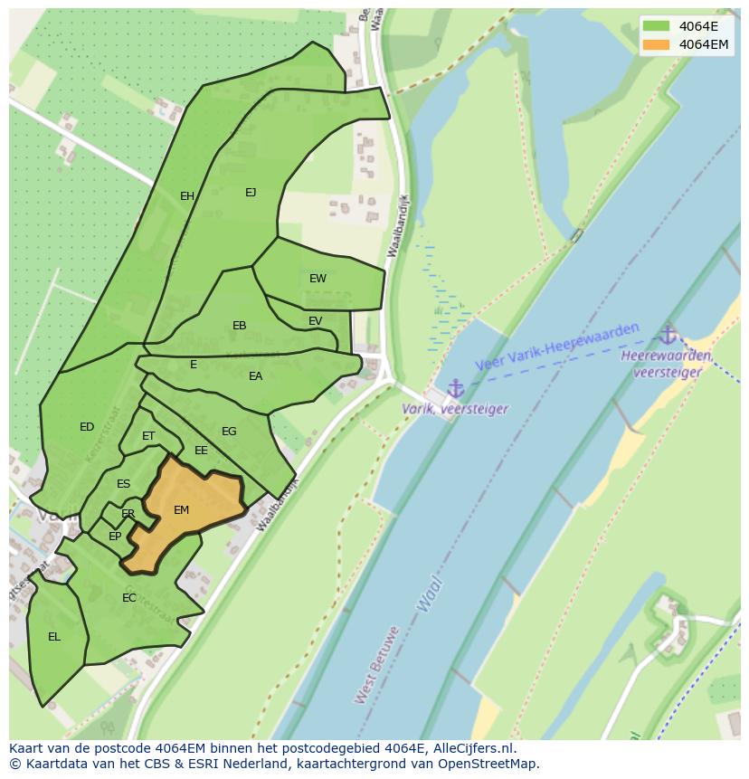 Afbeelding van het postcodegebied 4064 EM op de kaart.