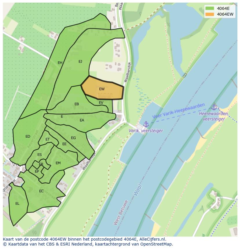 Afbeelding van het postcodegebied 4064 EW op de kaart.