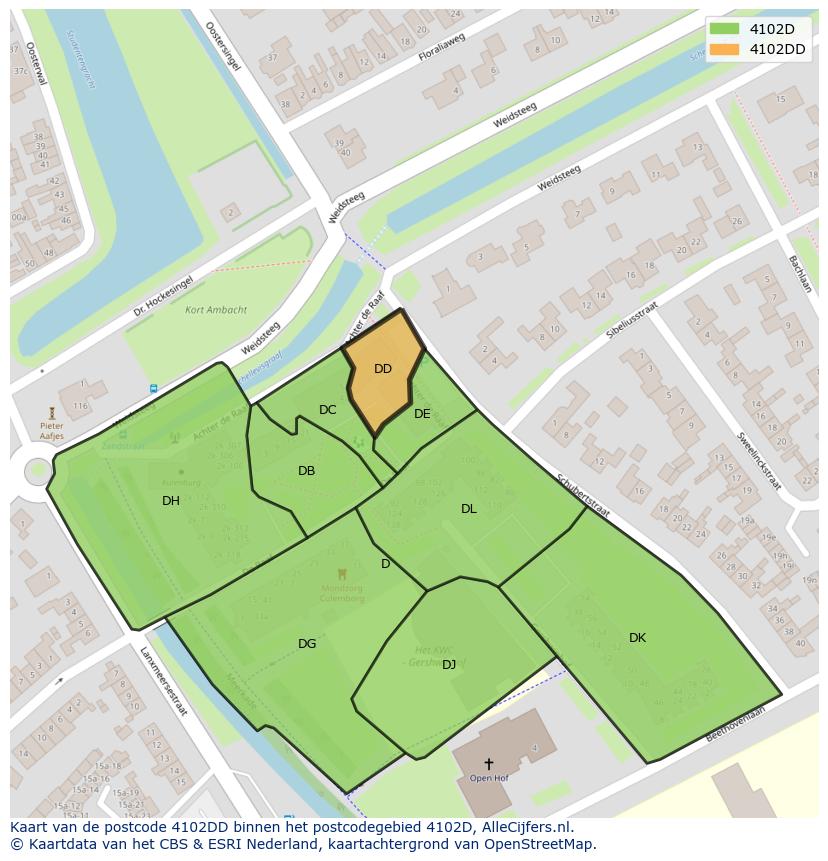 Afbeelding van het postcodegebied 4102 DD op de kaart.
