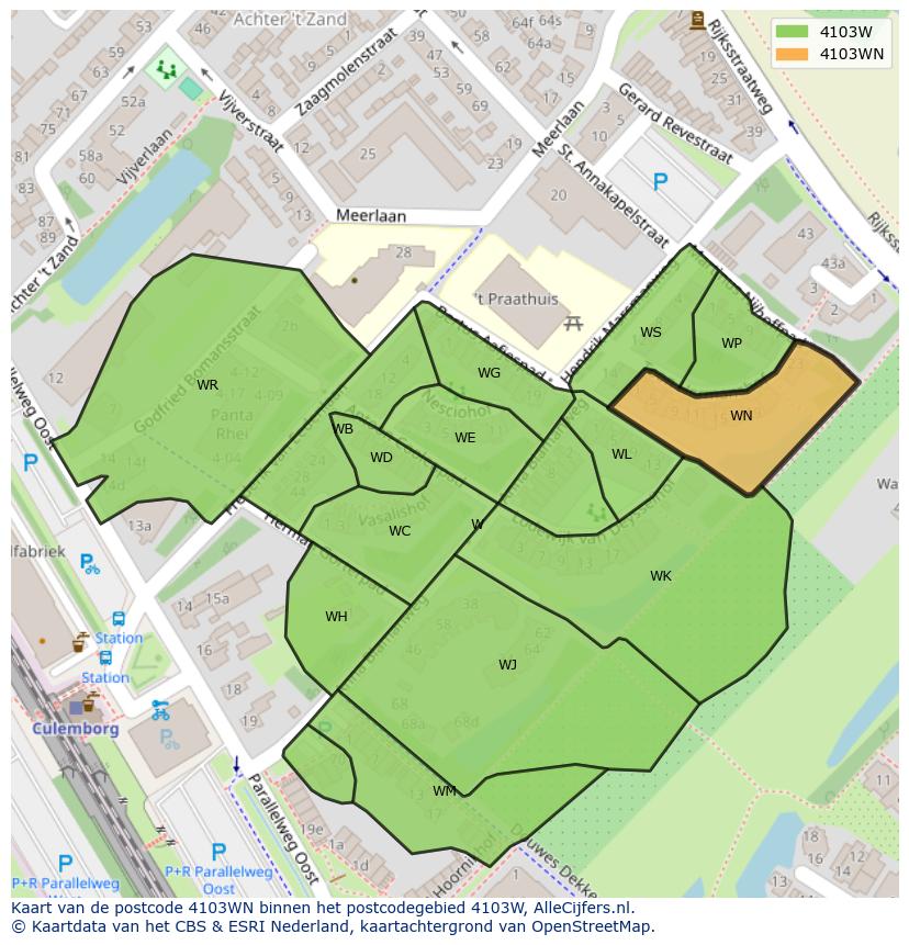 Afbeelding van het postcodegebied 4103 WN op de kaart.