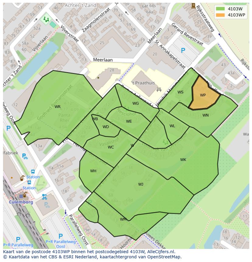 Afbeelding van het postcodegebied 4103 WP op de kaart.