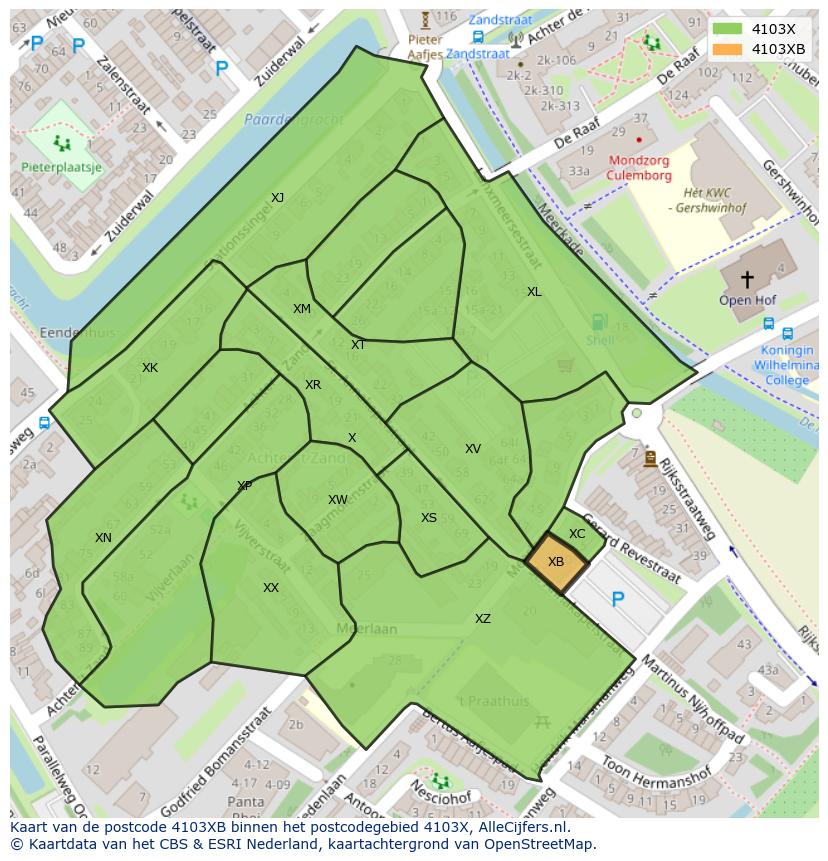 Afbeelding van het postcodegebied 4103 XB op de kaart.
