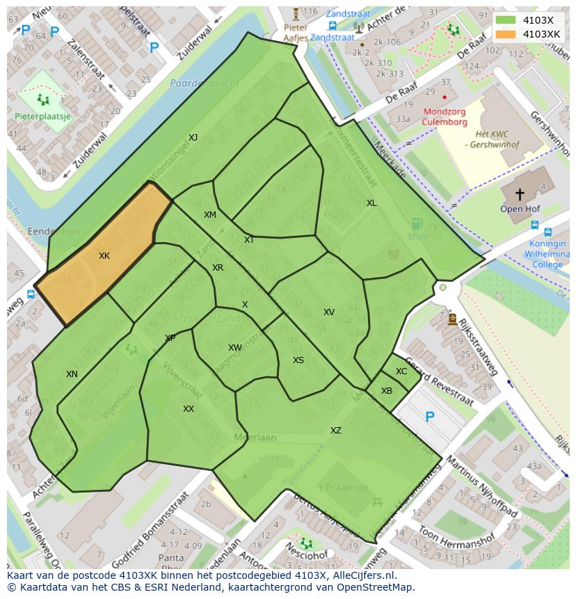 Afbeelding van het postcodegebied 4103 XK op de kaart.