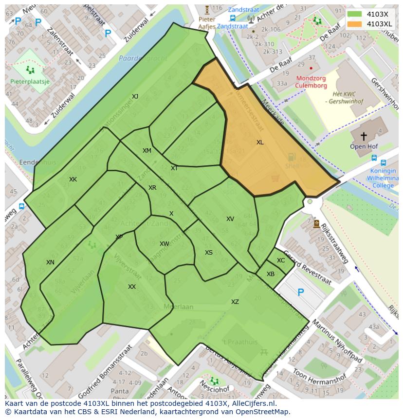 Afbeelding van het postcodegebied 4103 XL op de kaart.
