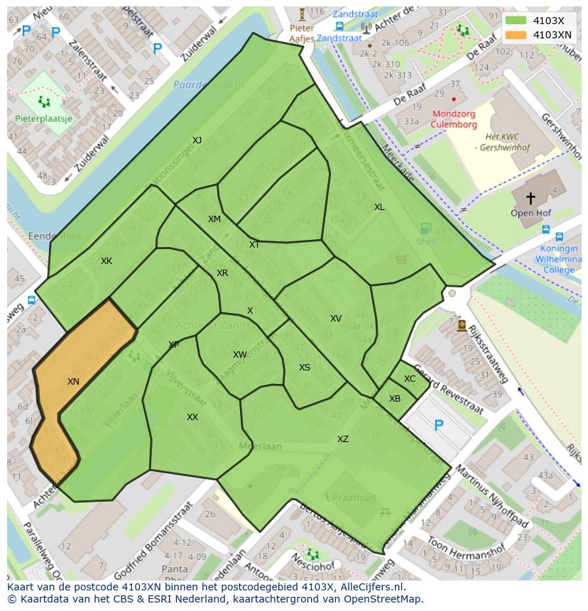 Afbeelding van het postcodegebied 4103 XN op de kaart.