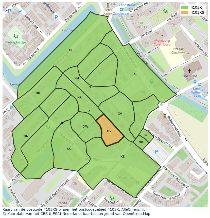 Afbeelding van het postcodegebied 4103 XS op de kaart.