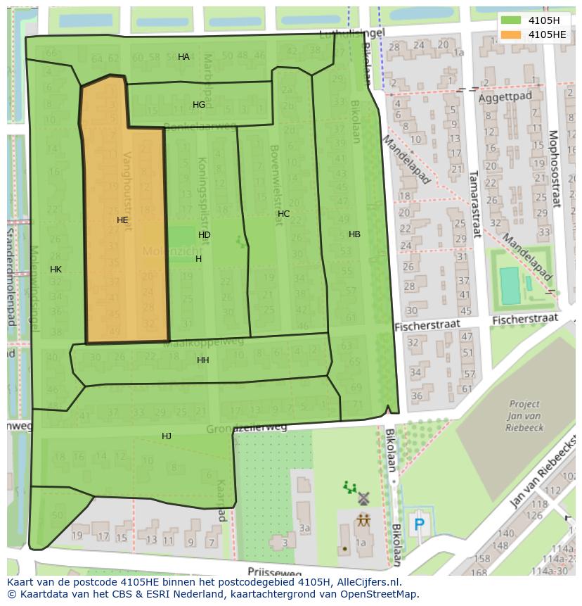 Afbeelding van het postcodegebied 4105 HE op de kaart.