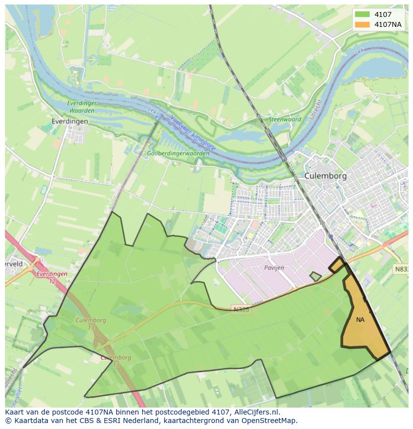 Afbeelding van het postcodegebied 4107 NA op de kaart.