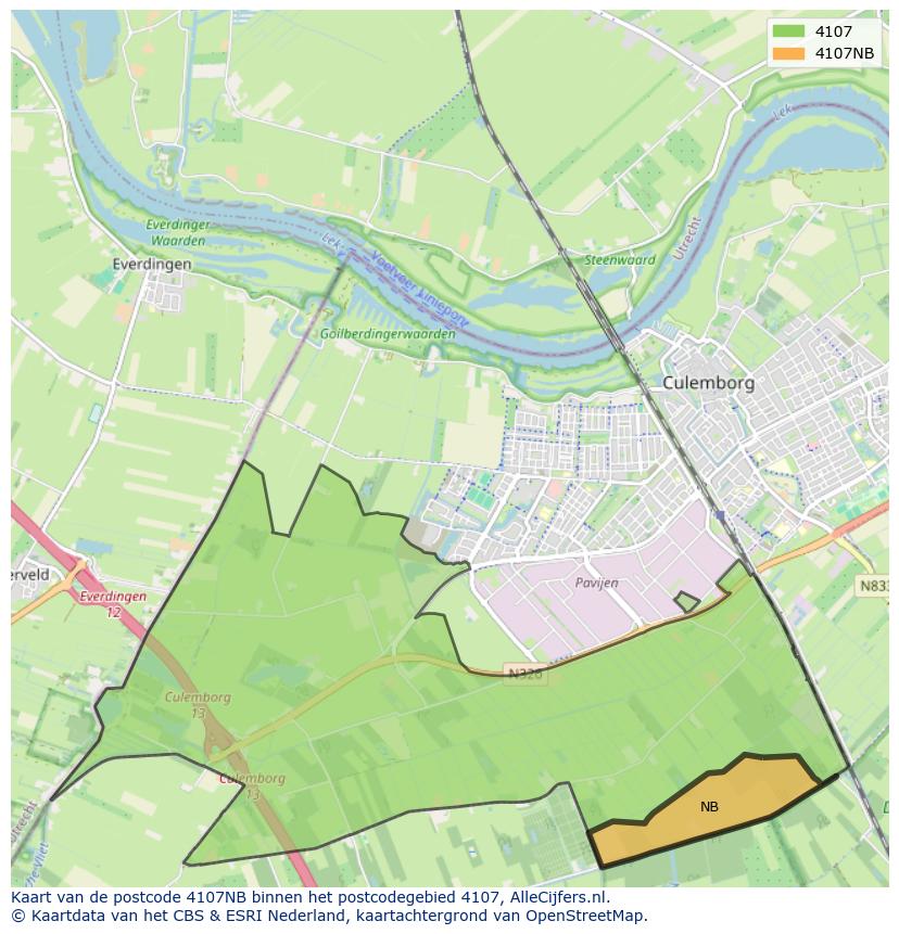 Afbeelding van het postcodegebied 4107 NB op de kaart.