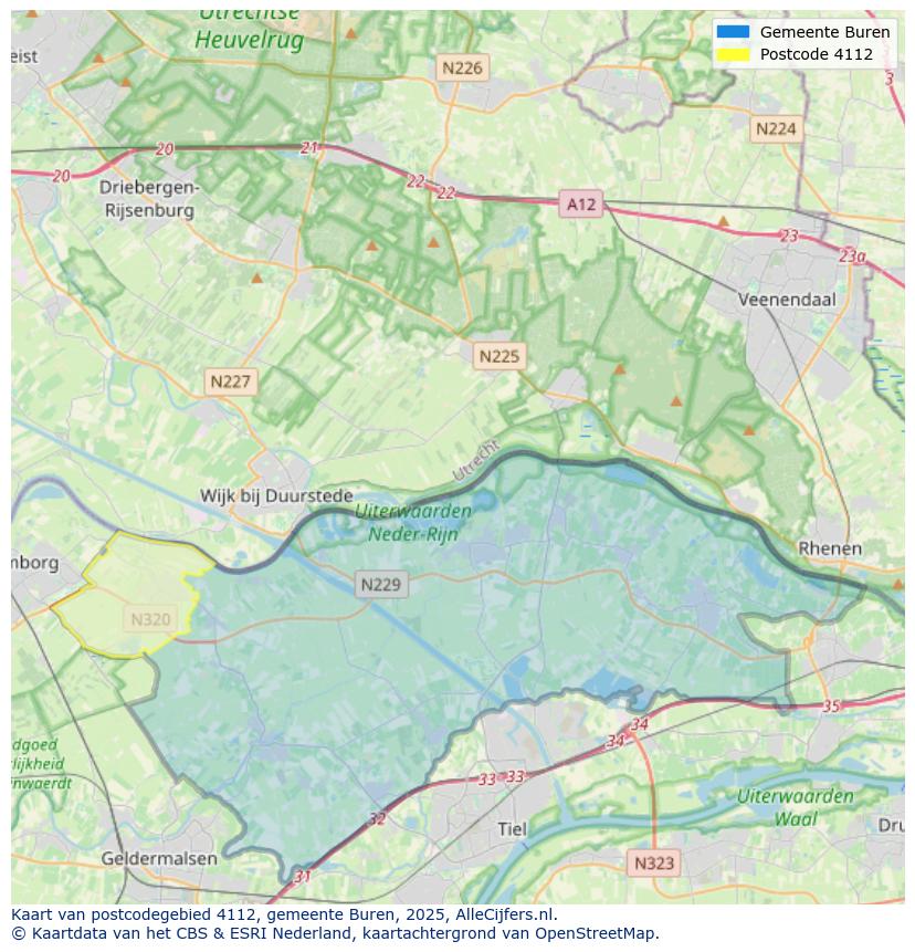 Afbeelding van het postcodegebied 4112 op de kaart.