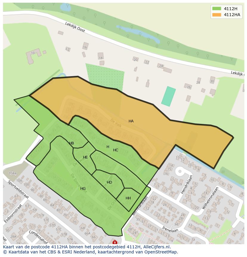 Afbeelding van het postcodegebied 4112 HA op de kaart.
