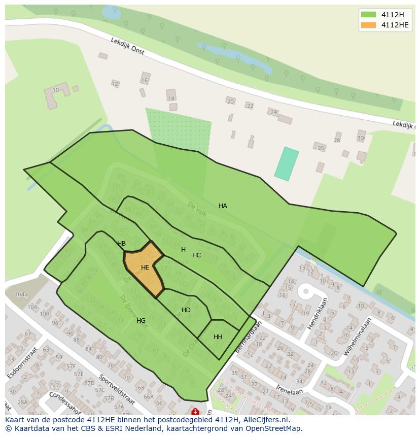 Afbeelding van het postcodegebied 4112 HE op de kaart.