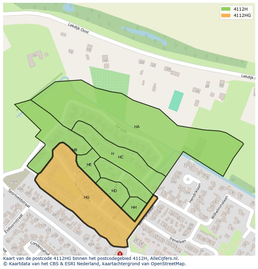 Afbeelding van het postcodegebied 4112 HG op de kaart.