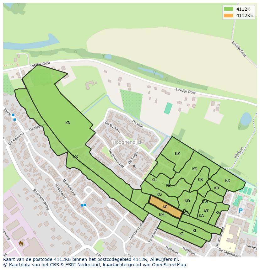 Afbeelding van het postcodegebied 4112 KE op de kaart.