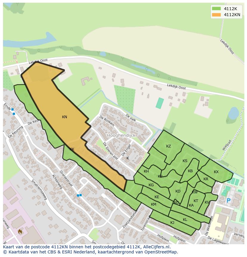 Afbeelding van het postcodegebied 4112 KN op de kaart.