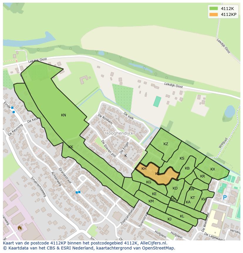 Afbeelding van het postcodegebied 4112 KP op de kaart.