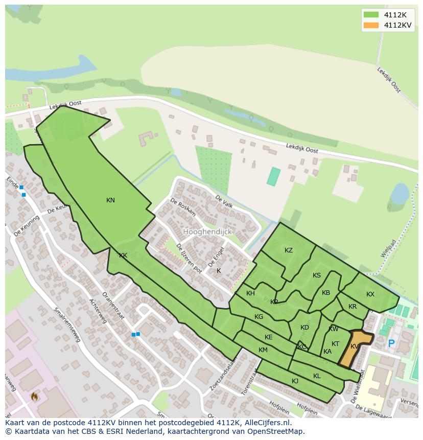 Afbeelding van het postcodegebied 4112 KV op de kaart.