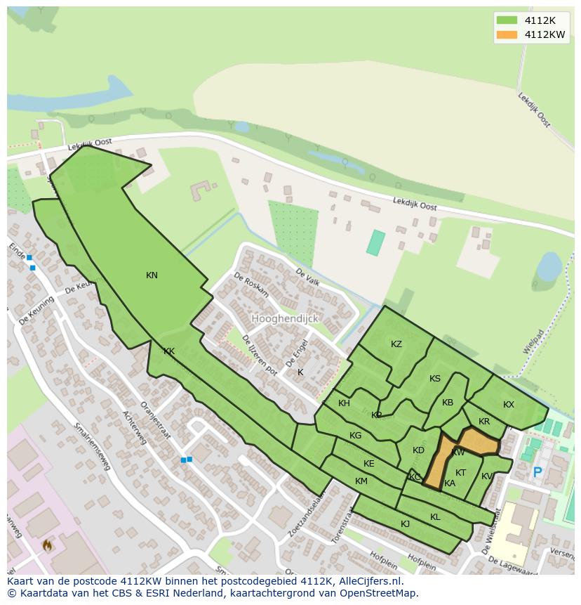 Afbeelding van het postcodegebied 4112 KW op de kaart.