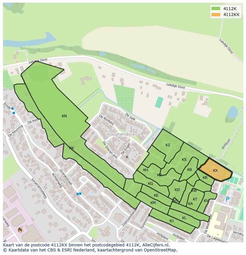 Afbeelding van het postcodegebied 4112 KX op de kaart.