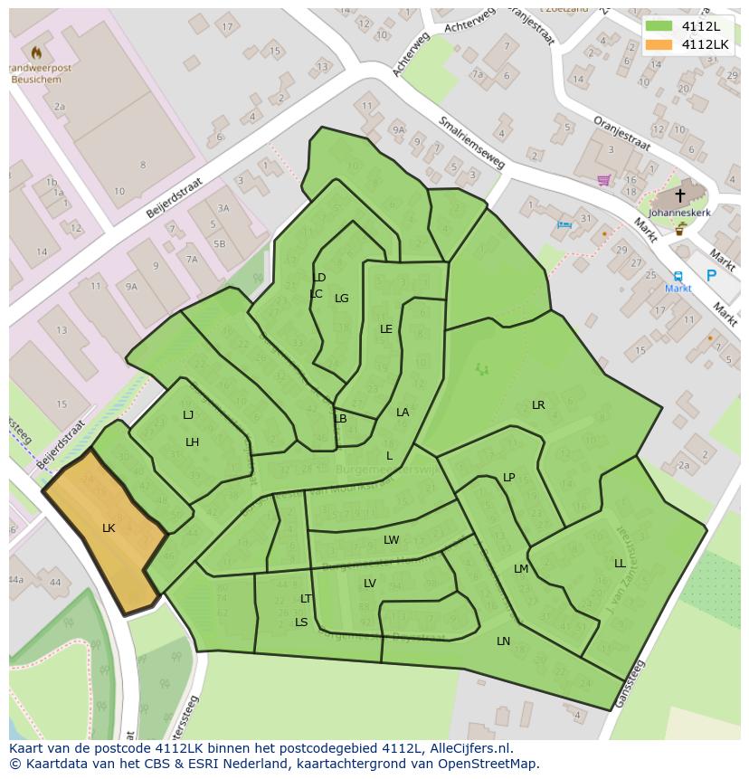Afbeelding van het postcodegebied 4112 LK op de kaart.